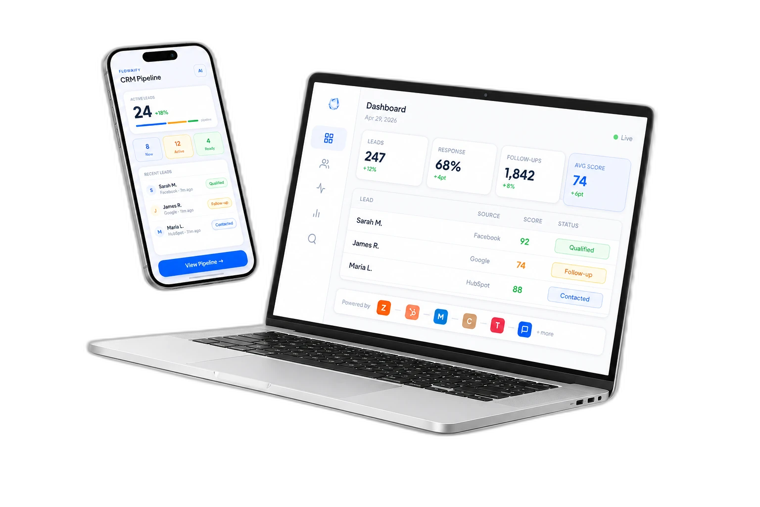Flowaify on MacBook and iPhone
